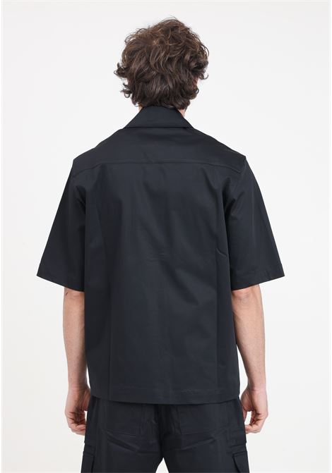 Camicia da uomo nera con patch logo in bianco sul colletto READY 2 DIE | R2D2301